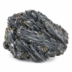 Antimony mineral specimen isolated on a white background