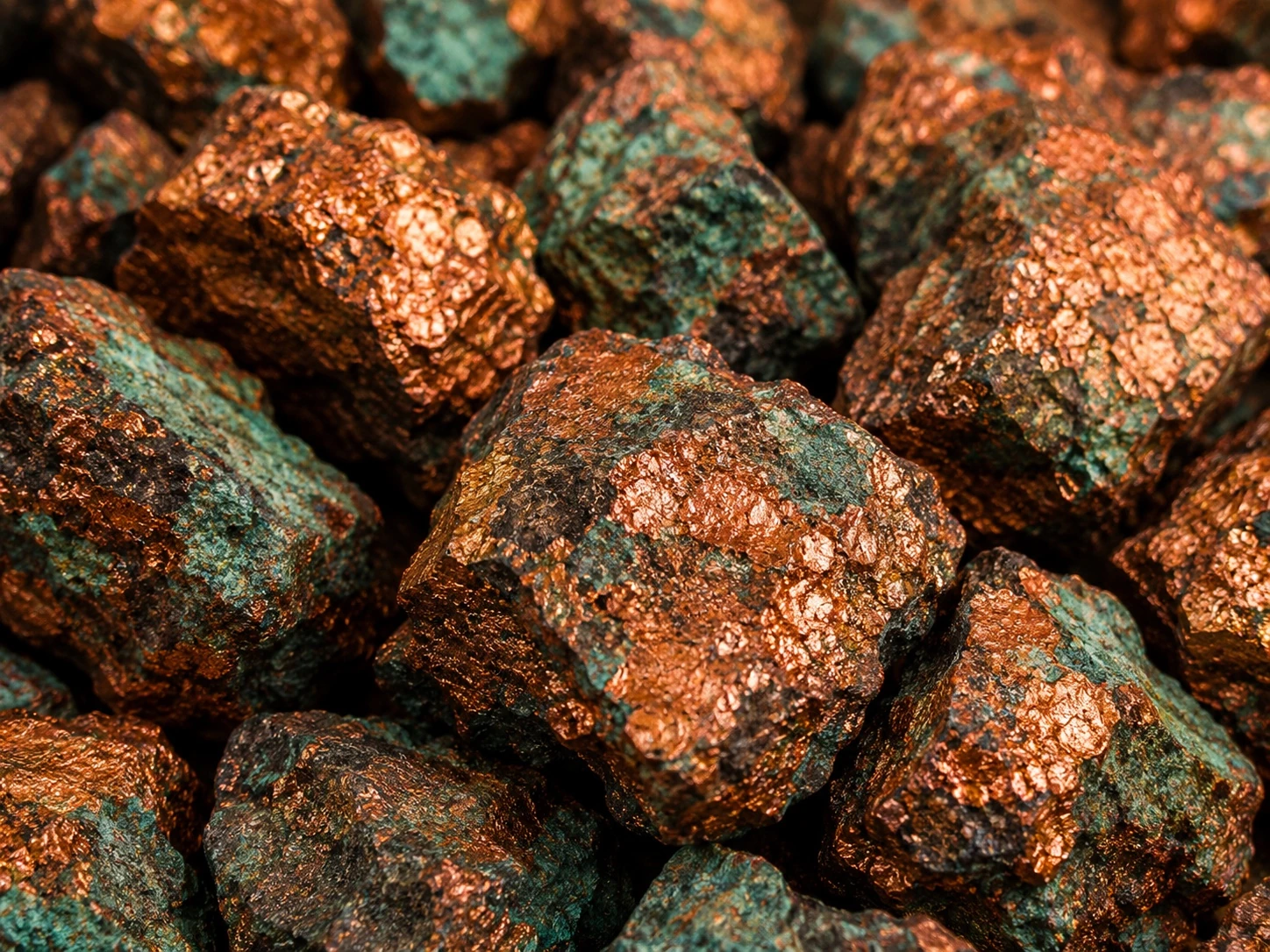 Close-up copper mineral texture for material review and buyer reference