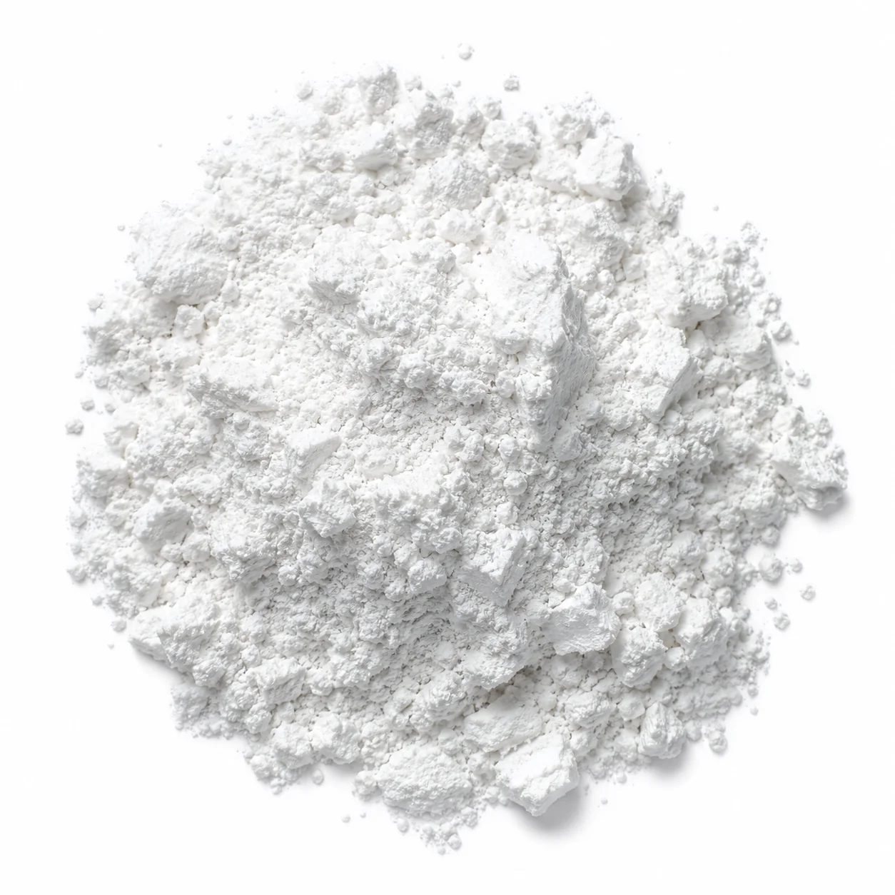 Close-up talc mineral texture on a white background